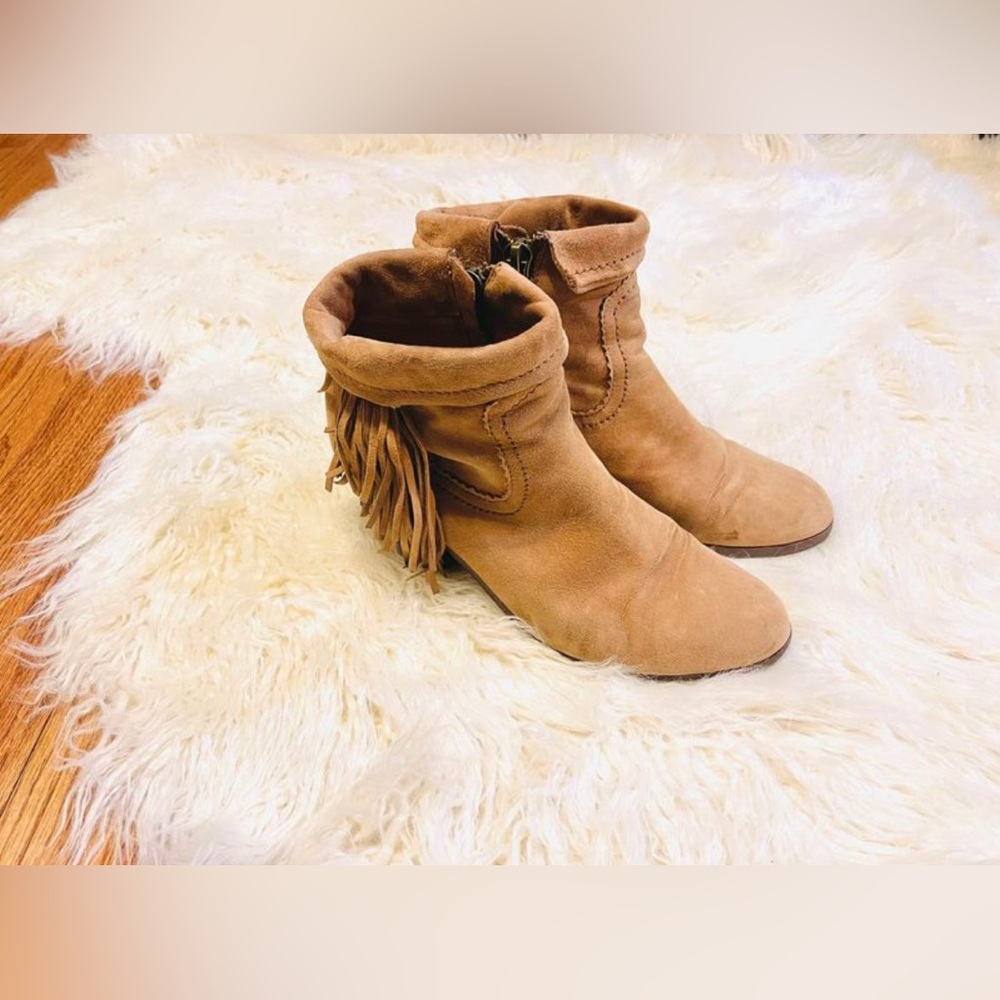 Sam Edelman Suede Leather Ankle Boots Size 9 Tan Camel Brown
